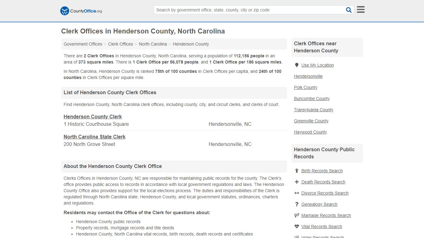 Clerk Offices - Henderson County, NC (County & Court Records)